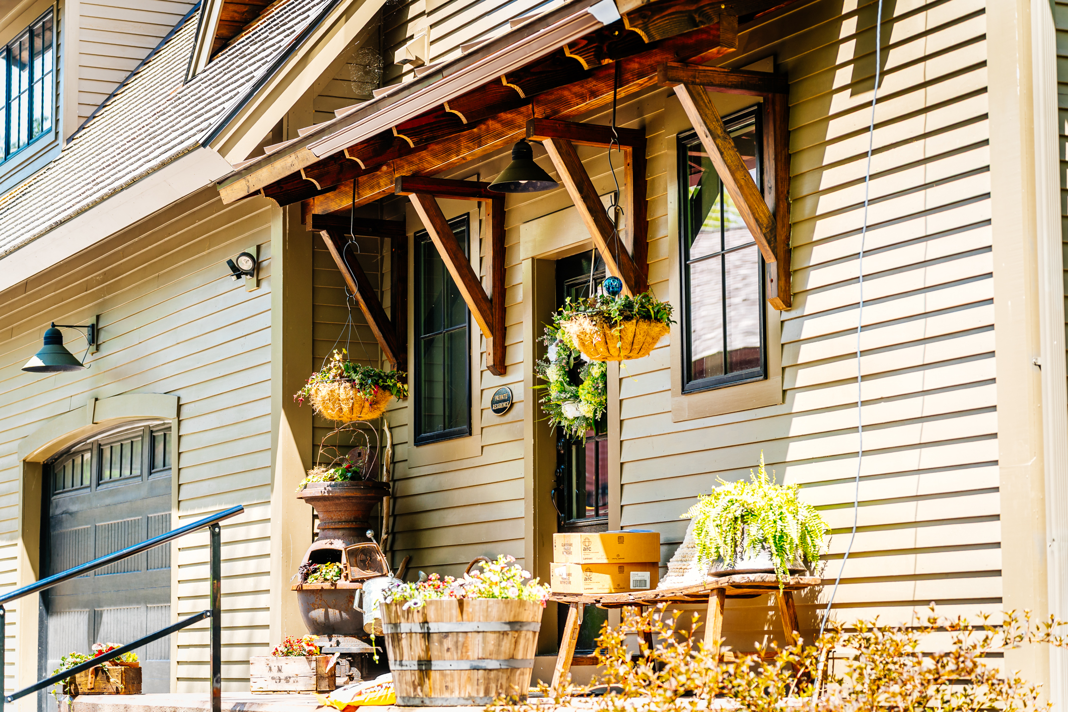 Handcrafted Timber Entry Awning with Timber Brackets